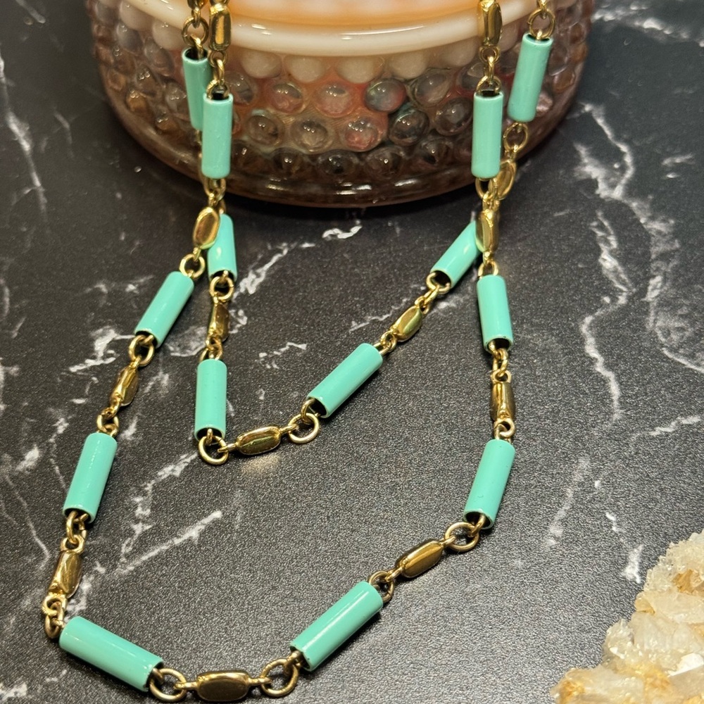 Vintage J.Crew Gold and Turquoise Necklace